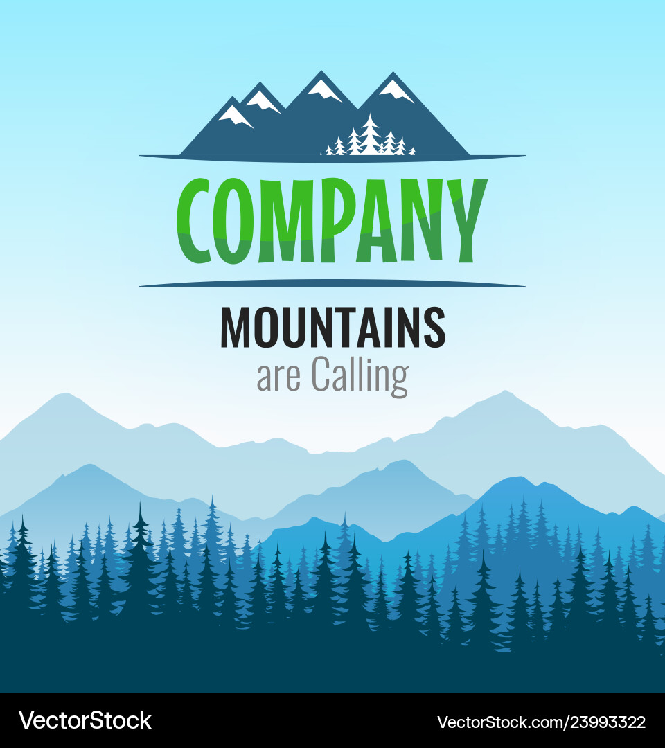 Logo with silhouette forest and mountains Logo with silhouette forest and mountains vector image
