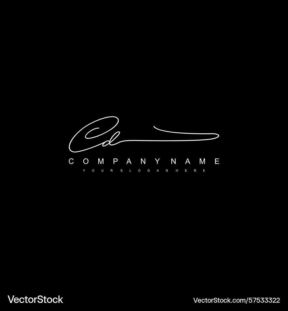Minimal signature logo design with cd initials Minimal signature logo design with cd initials Vector Image
