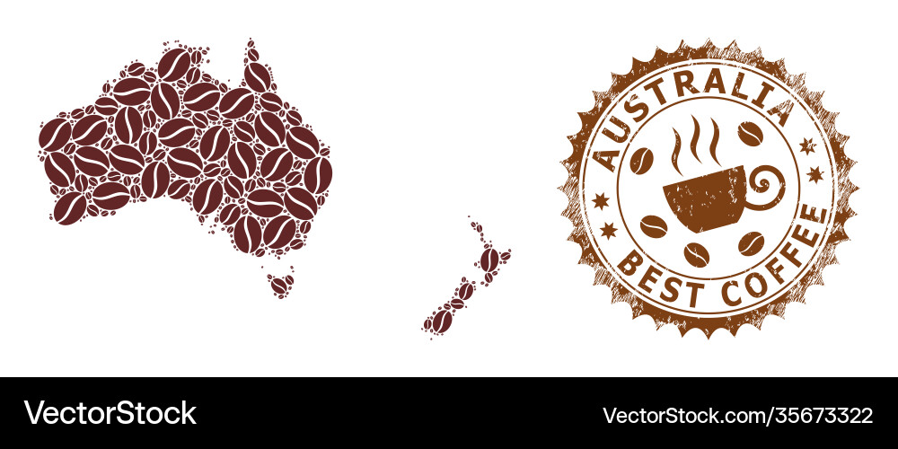 Mosaic map australia und neue zealand Kaffee Mosaic map australia und neue zealand Kaffee vektorbild