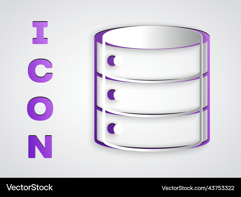Paper cut server data web hosting icon isolated Paper cut server data web hosting icon isolated vector image