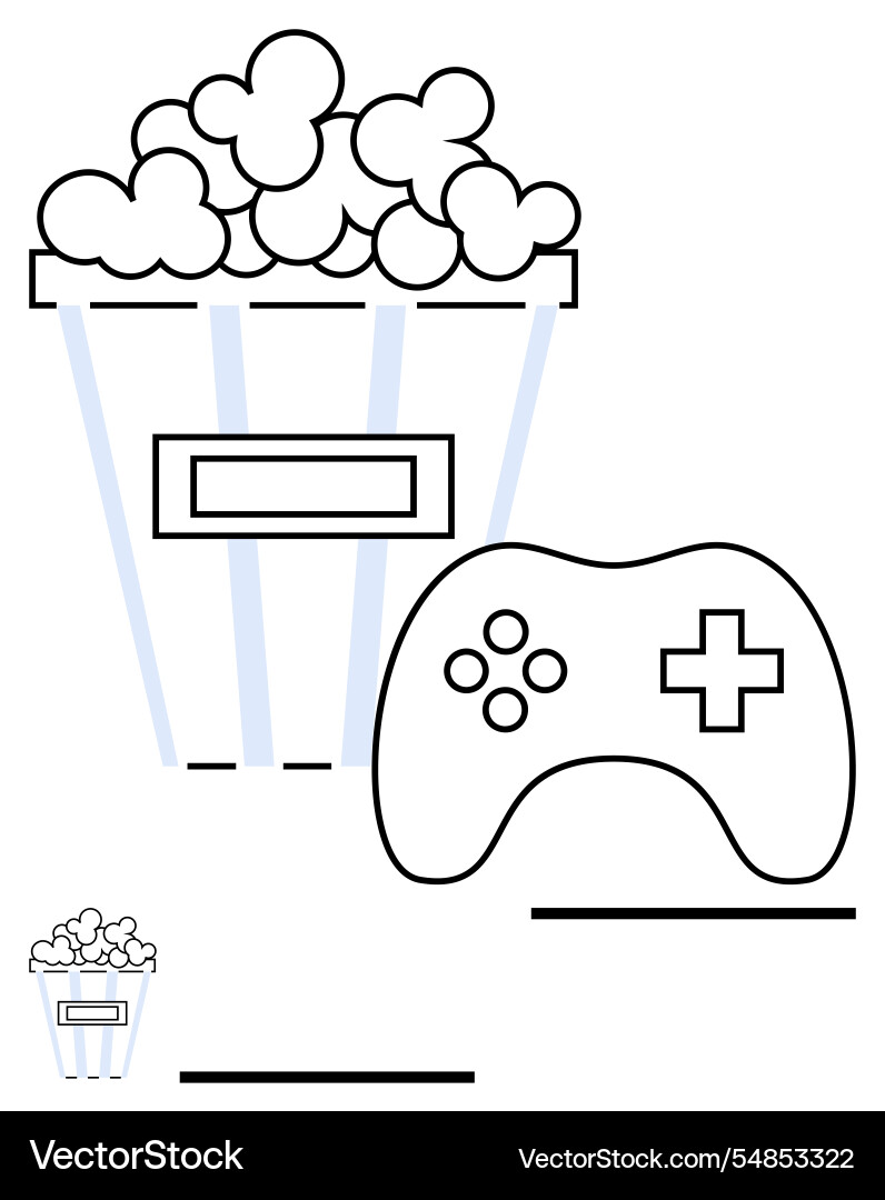 Popcorn and gaming controller representing Popcorn and gaming controller representing vector image