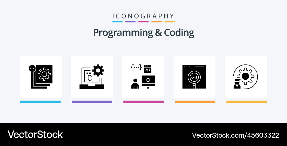 Programmieren und Kodieren glyph 5 Icon Pack vektorbild