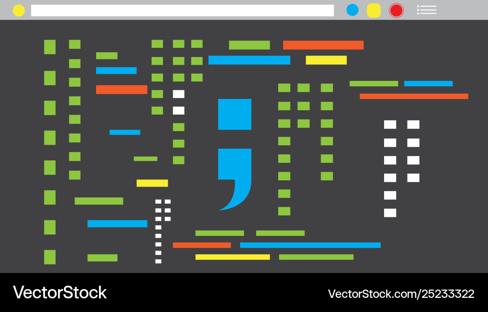 Programming code on a browser window vector image