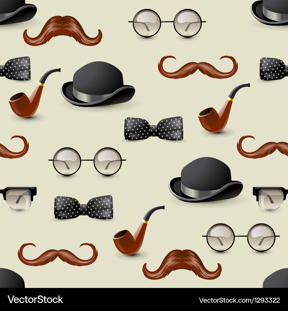 Retro Mustache Seamless Pattern vector image