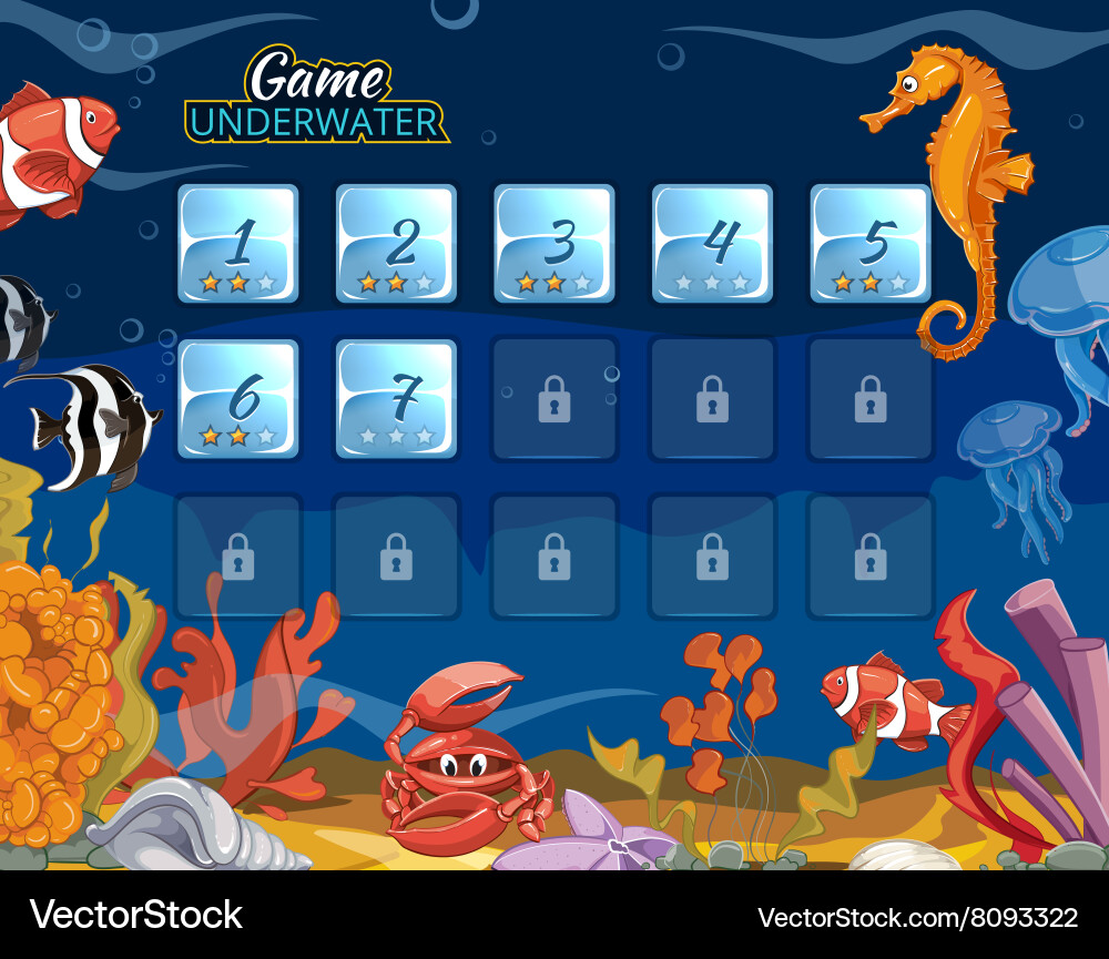 Submarine computer game with user interface vector image