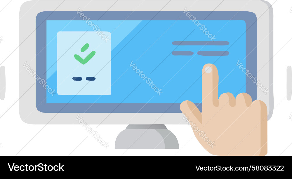 Touchscreen Monitor with Hand Interaction Vector Image