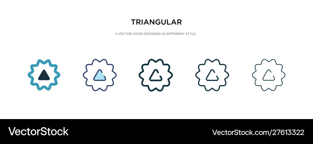 Triangular icon in different style two colored Triangular icon in different style two colored vector image