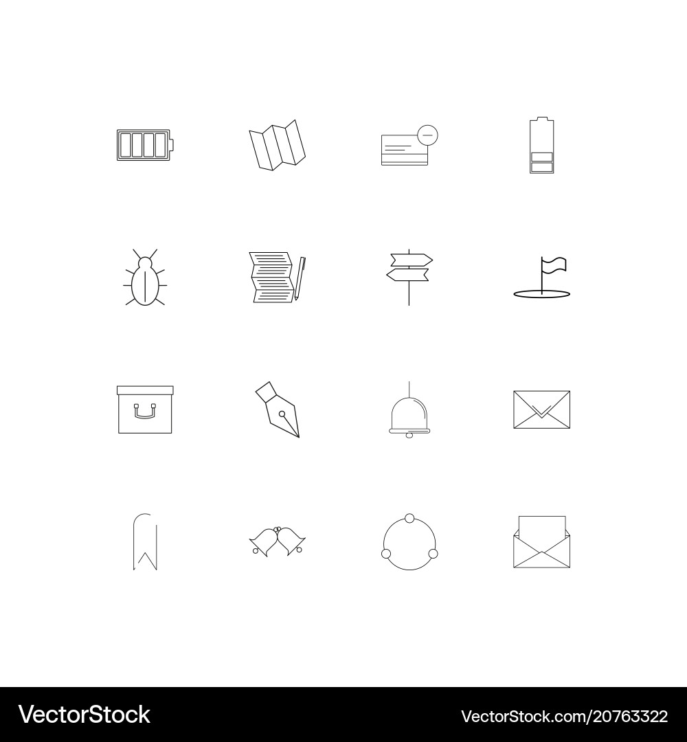 Web applications linear thin icons set outlined vector image