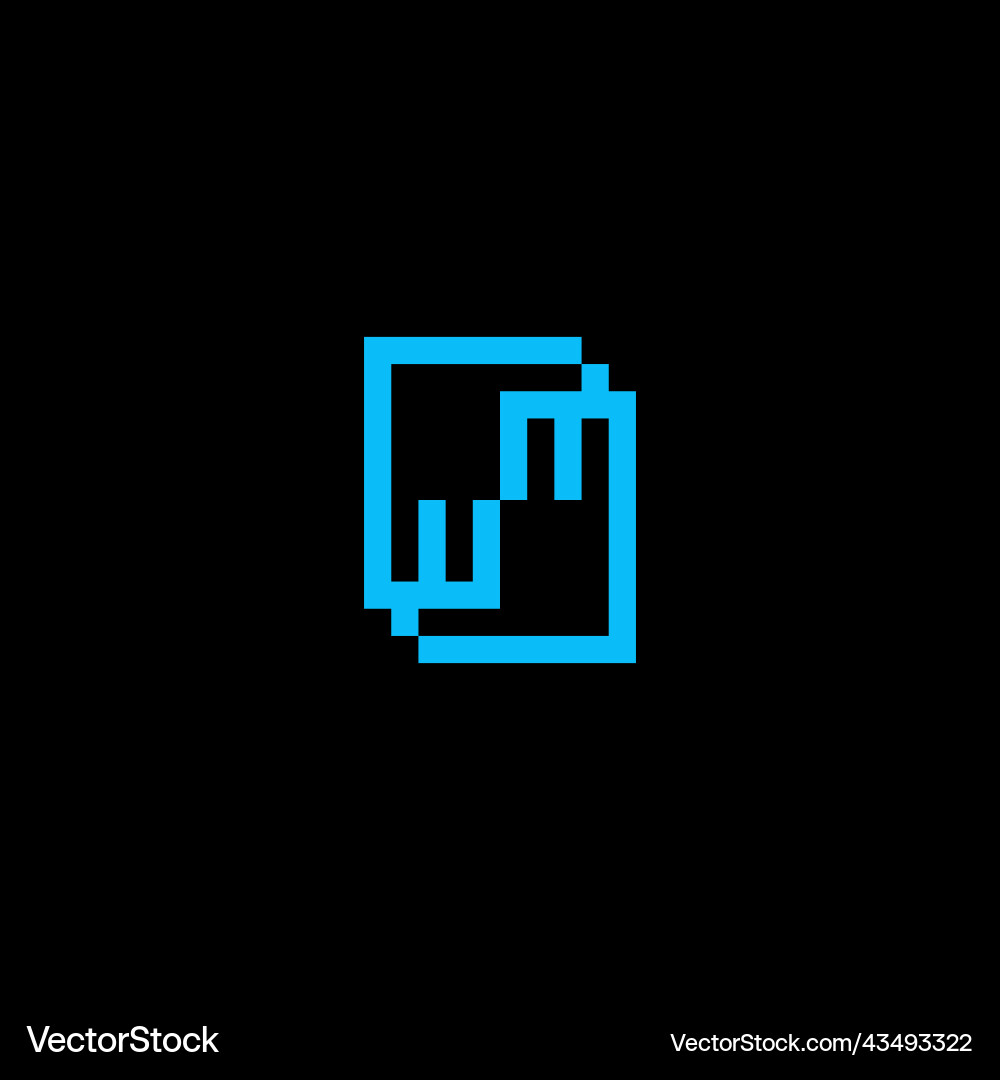 Wm techno and geometric initial logo letters vector image