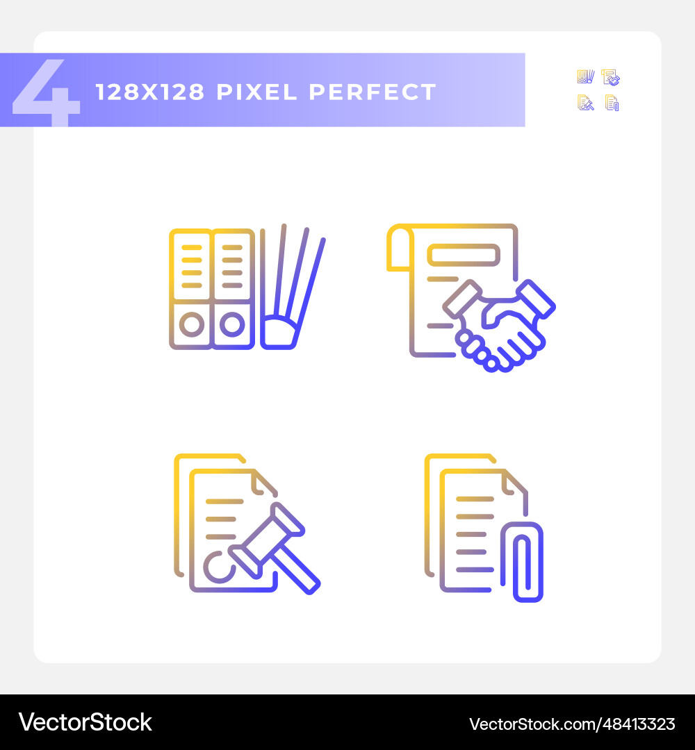 2d pixel perfect gradient document icons 2d pixel perfect gradient document icons vector image