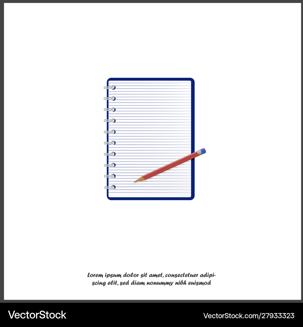 A icon open notepad in line and pencil 3d vector image
