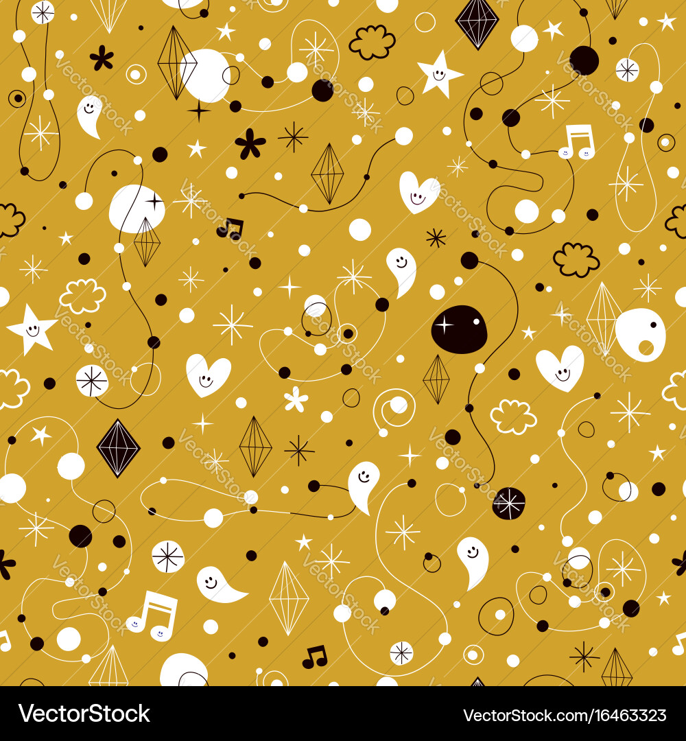 Abstract art retro seamless pattern with cute Vector Image