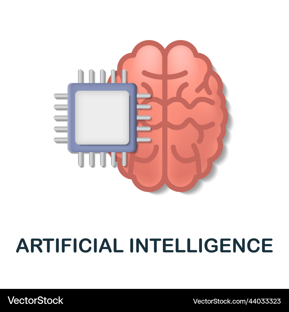 Artificial intelligence icon 3d from internet Artificial intelligence icon 3d from internet vector image