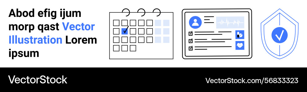 Calendar user profile interface and shield vector image