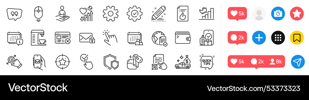 Checkbox coffee machine and quick tips line icons Checkbox coffee machine and quick tips line icons vector image