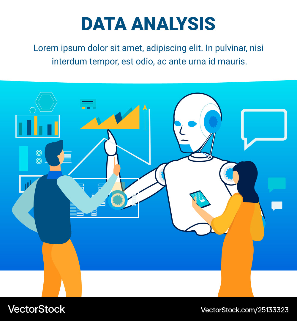 Computerized data analysis flat banner template Computerized data analysis flat banner template vector image