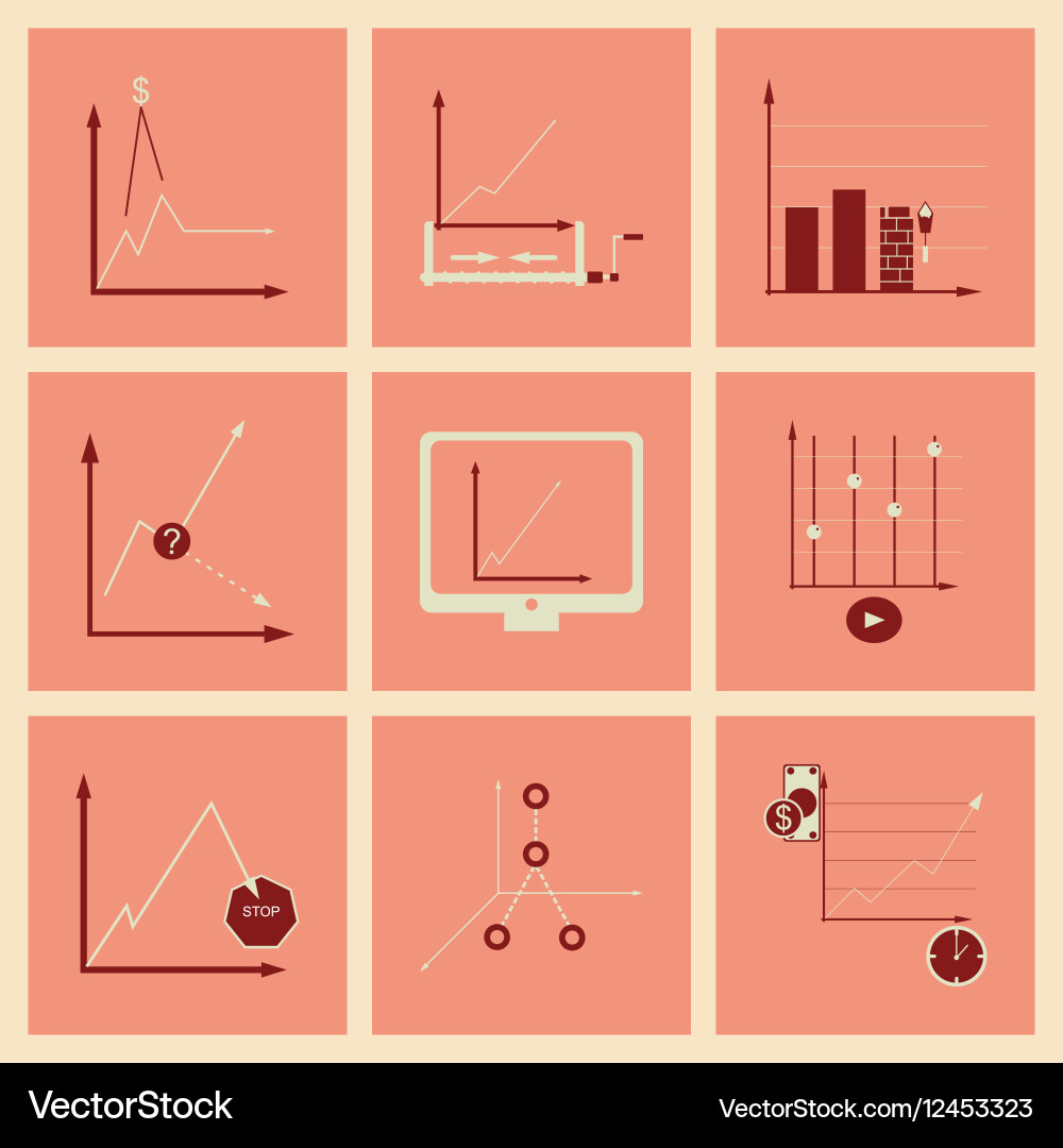Concept of stylish flat design icons graph Vector Image