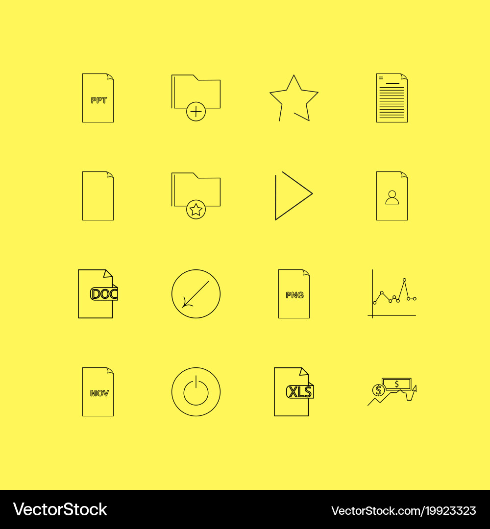 Files and folders linear icon set simple outline vector image