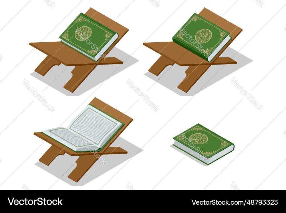 Isometrisches islamisches Buch koran kuran oder quran Isometrisches islamisches Buch koran kuran oder quran vektorbild