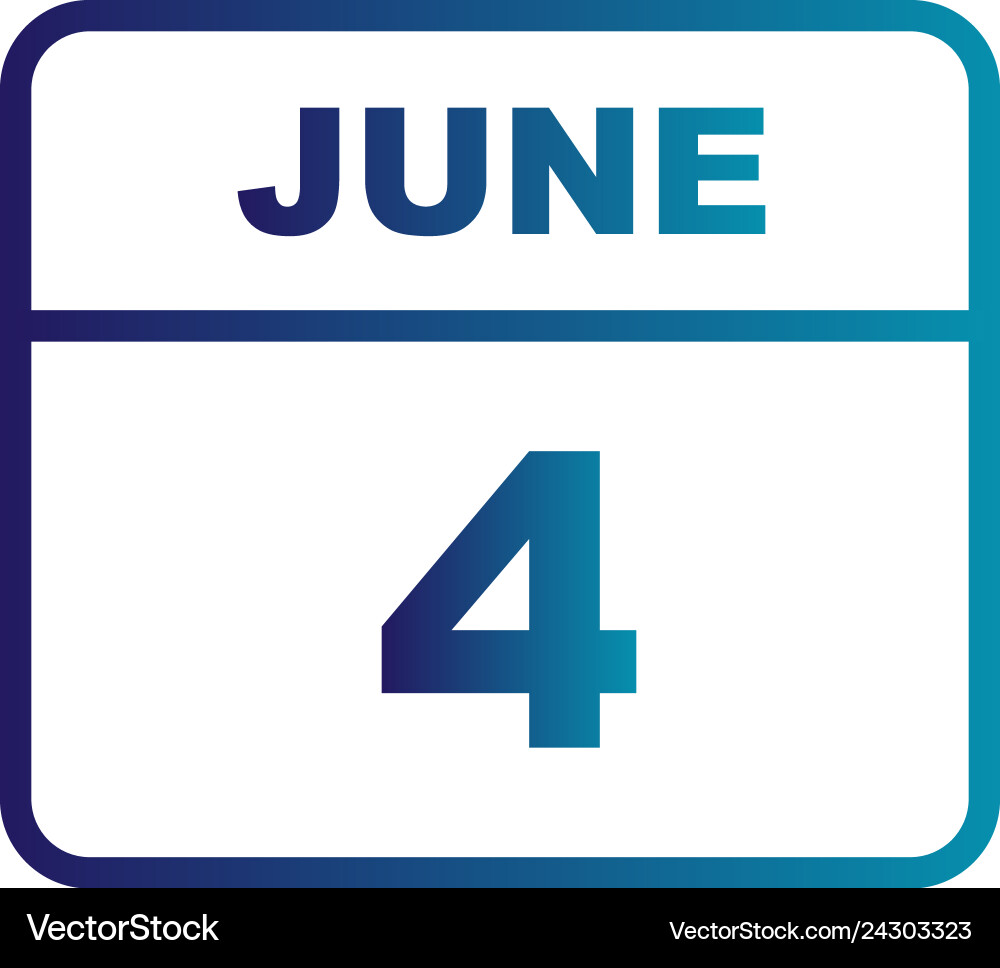 June 4th date on a single day calendar Vector Image