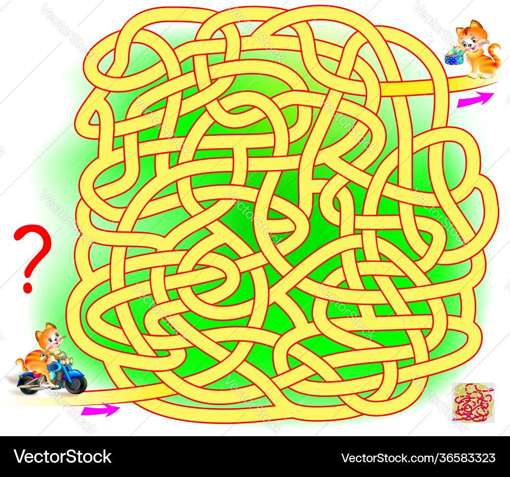 Logic puzzle game with labyrinth for children Vector Image