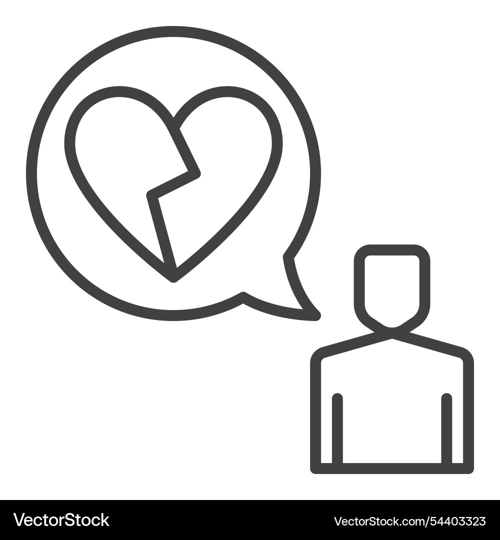 Man and broken heart in speech bubble sadness vector image