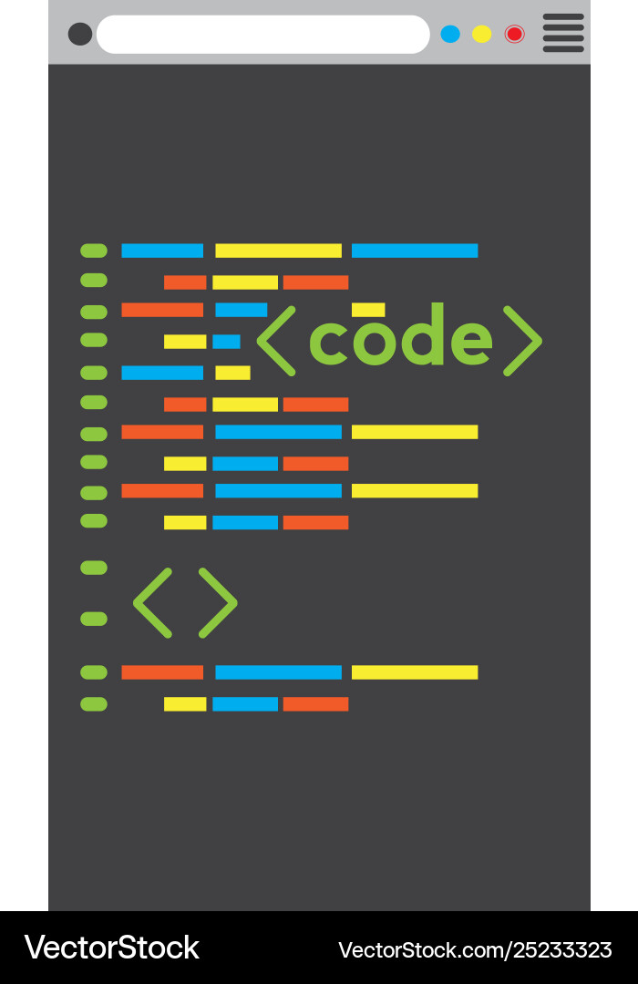 Programming code on a browser window Vector Image