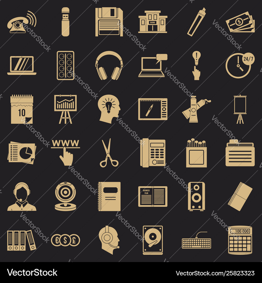 Record keeping icons set simple style Vector Image