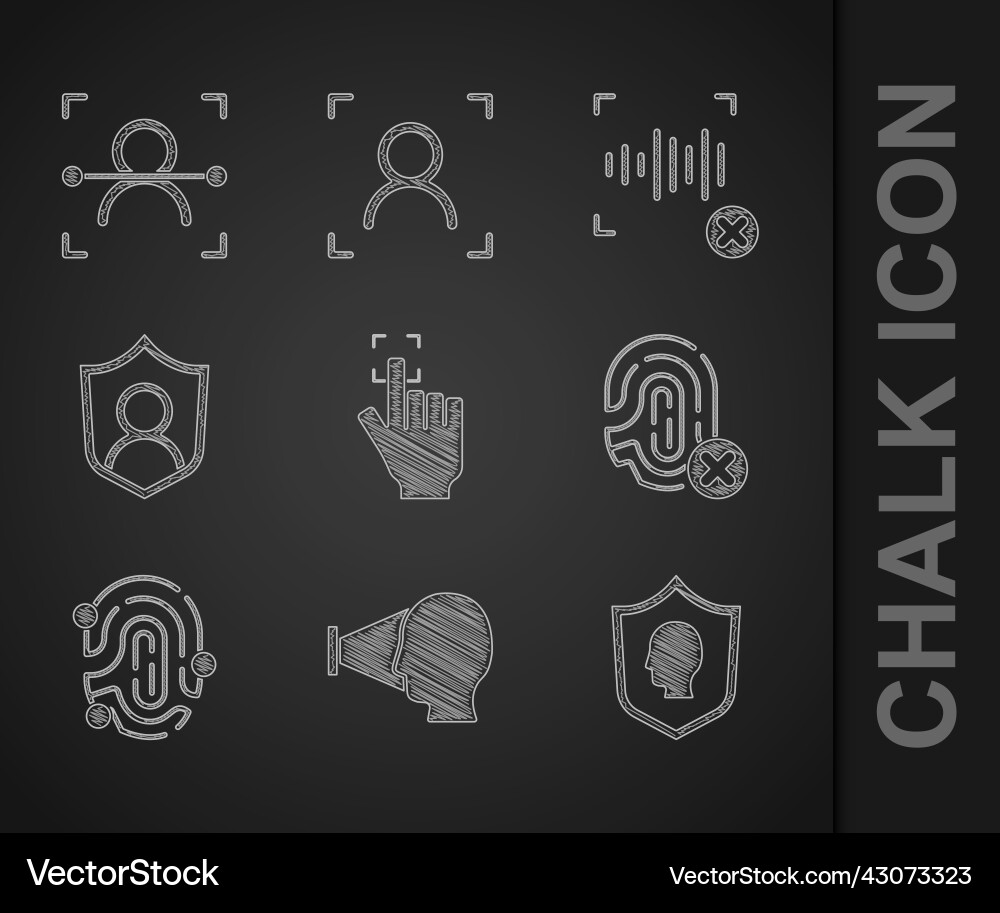 Set fingerprint face recognition user protection Set fingerprint face recognition user protection vector image