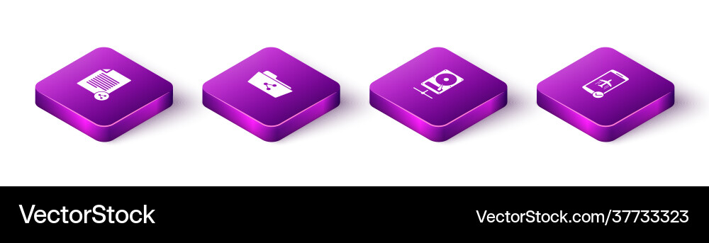 Set isometric share file folder hard disk drive Vector Image