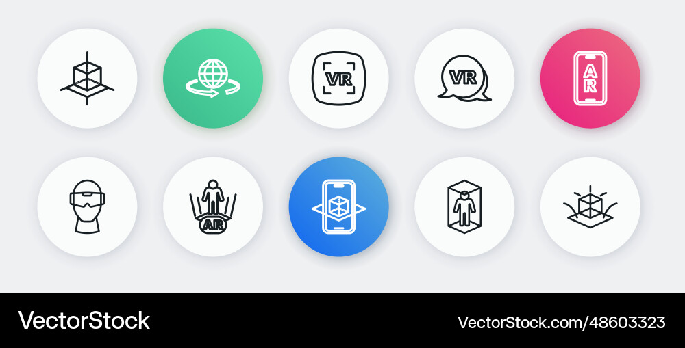 Set line 3d modeling augmented reality ar Set line 3d modeling augmented reality ar vector image