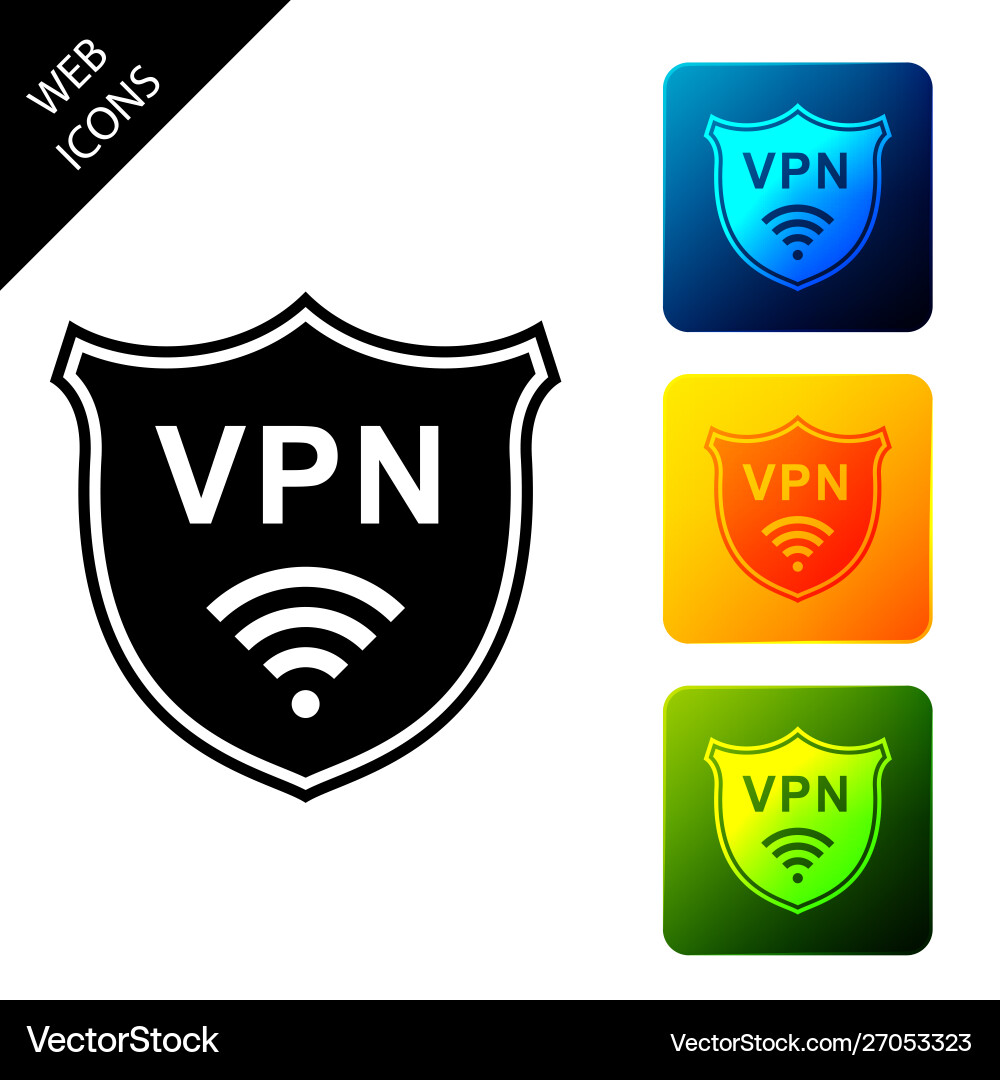 Shield with vpn and wifi wireless internet network Shield with vpn and wifi wireless internet network vector image