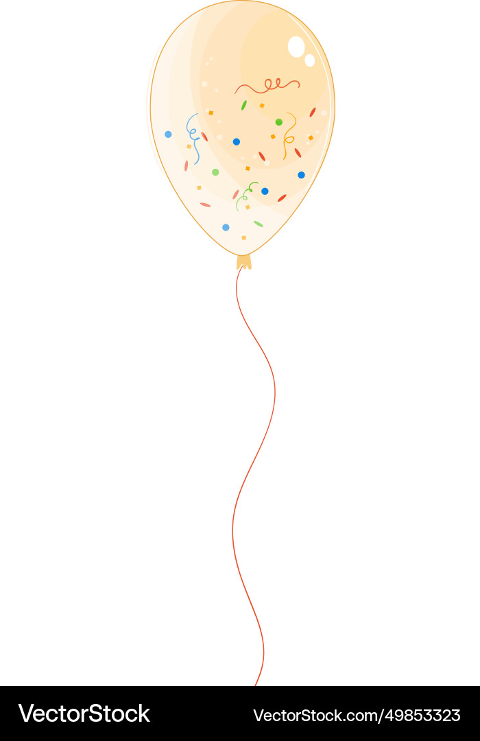 Transparent balloon with confetti and string Transparent balloon with confetti and string vector image