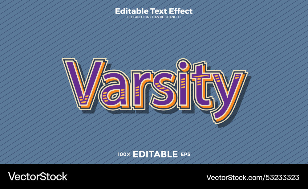 Varsity editable text effect in modern trend style