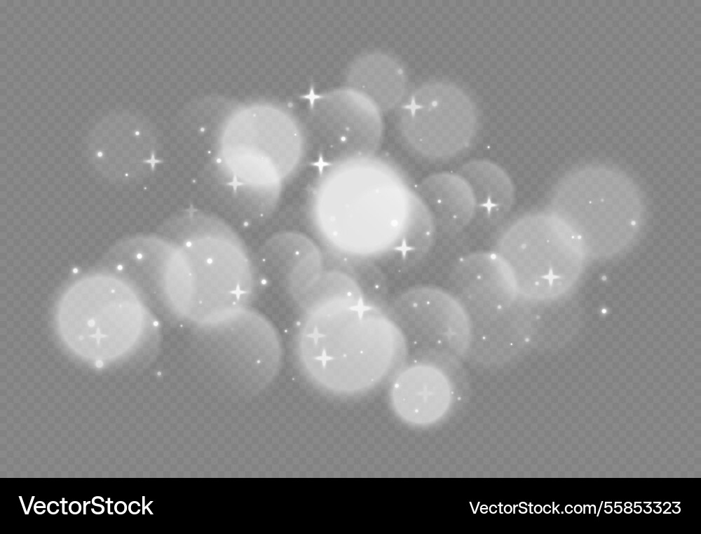 White bokeh with stars and sparkles shiny overlay White bokeh with stars and sparkles shiny overlay vector image