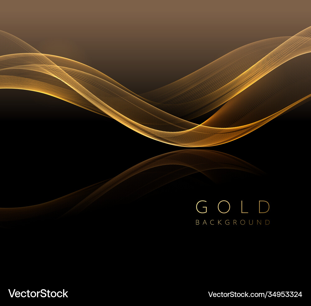 Abstract shiny golden wavy design element flow Abstract shiny golden wavy design element flow vector image