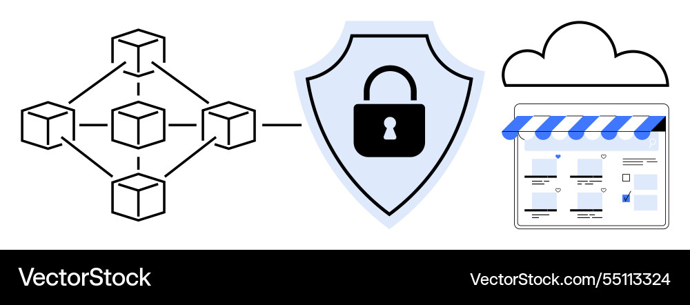 Blockchain data transfer with secure encryption Blockchain data transfer with secure encryption vector image