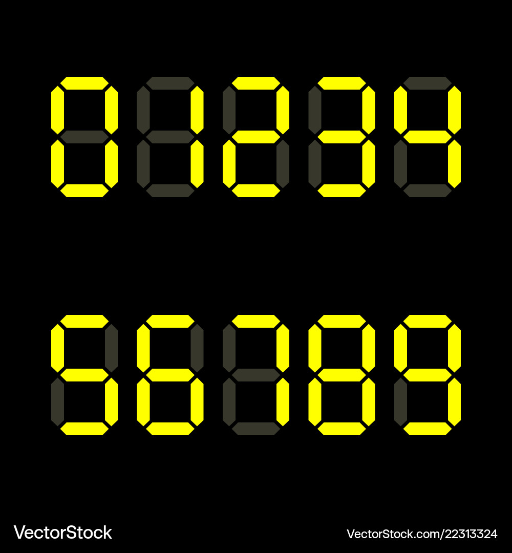 Digital number zero to ten led display alphabet vector image
