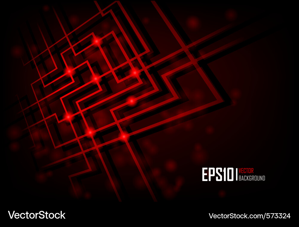 Dynamic Red Glowing Circuit Background vector image