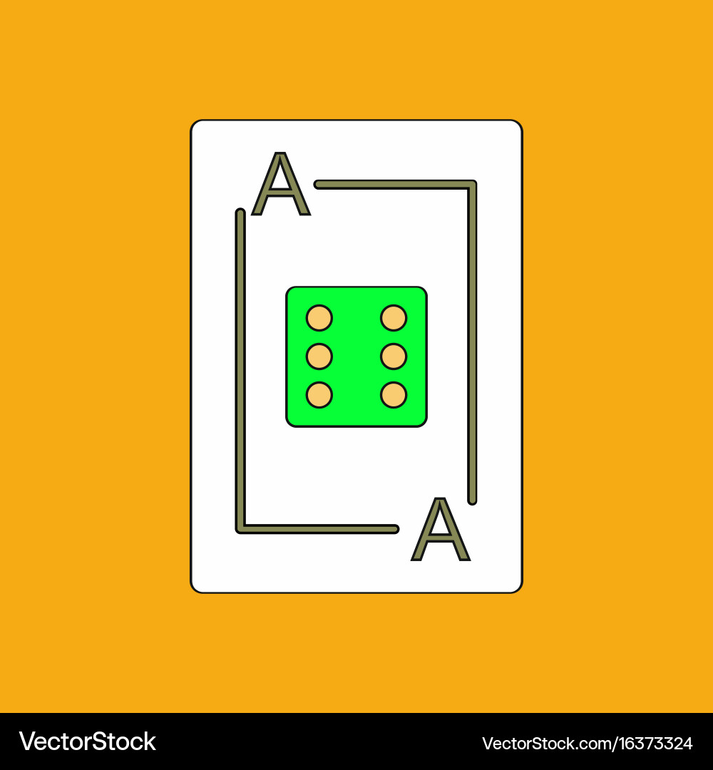 Flat icon design collection dice on playing card Vector Image