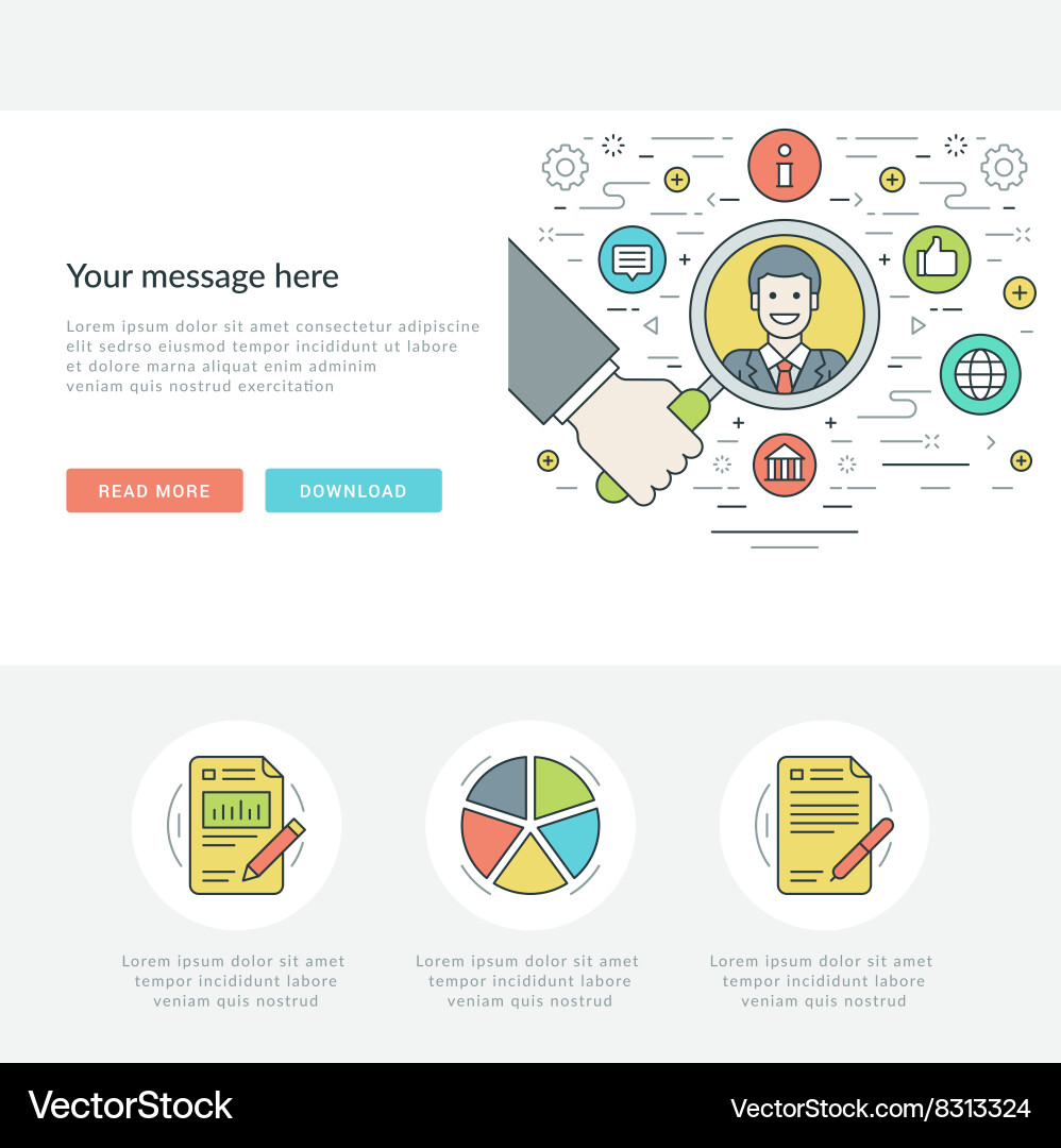 Flat line business concept web site header Vector Image