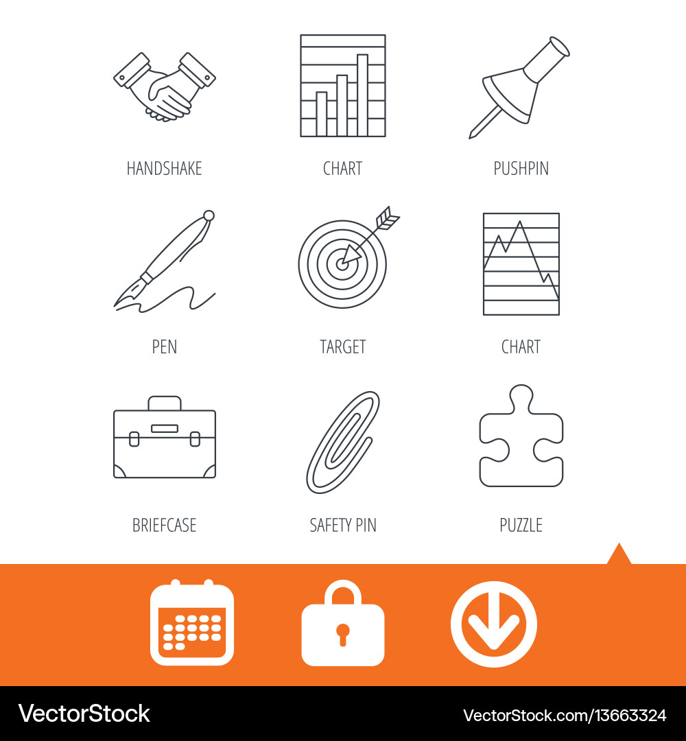 Handshake graph charts and target icons Handshake graph charts and target icons vector image