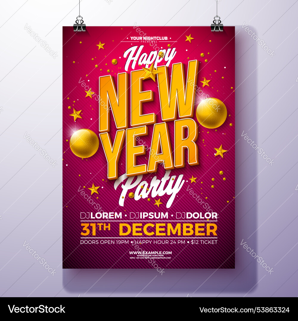 Happy new year 2025 party celebration poster Happy new year 2025 party celebration poster vector image