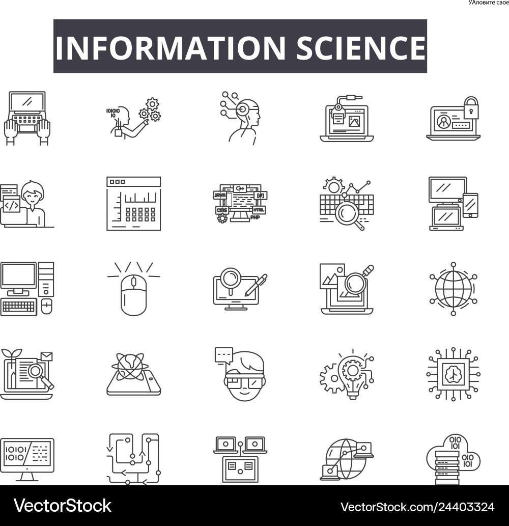 Information science line icons for web and mobile Information science line icons for web and mobile vector image