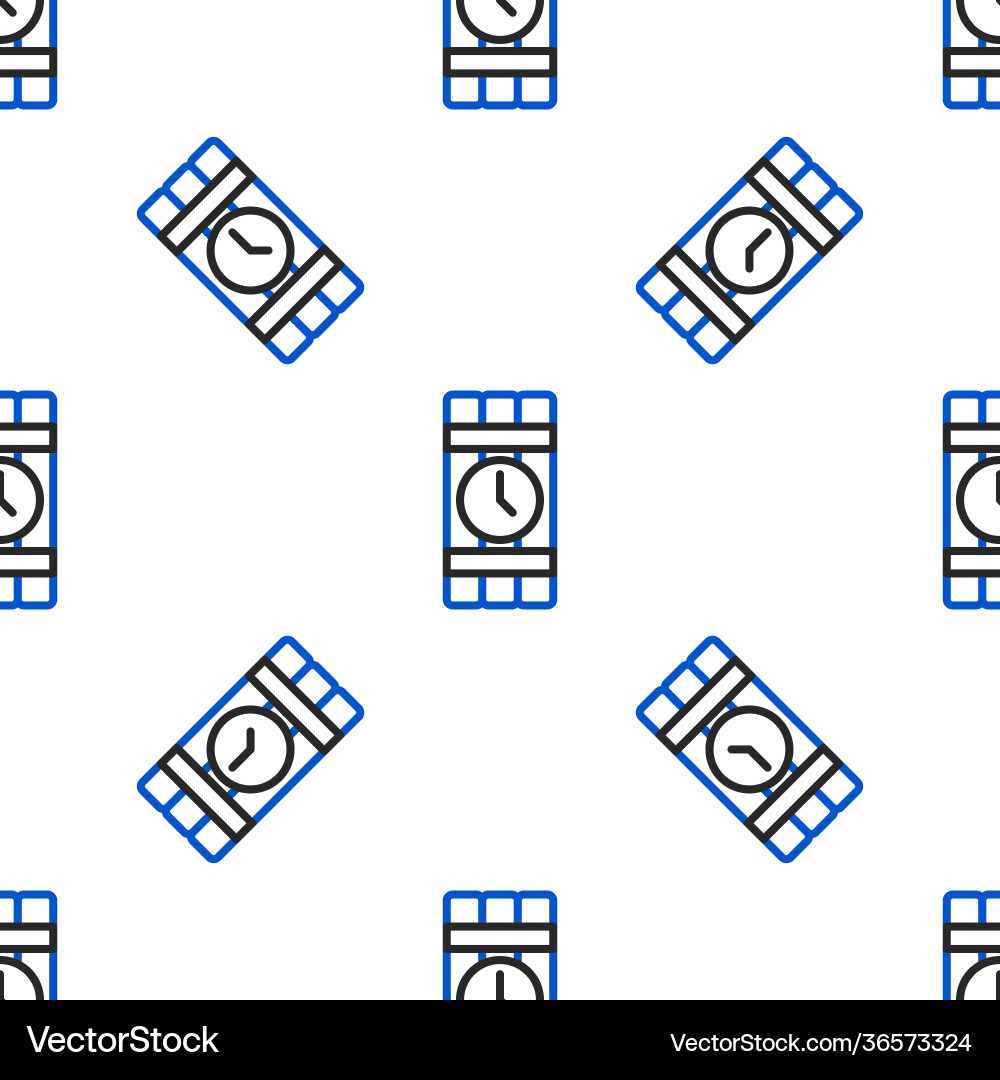 Line detonate dynamite bomb stick and timer clock Line detonate dynamite bomb stick and timer clock vector image