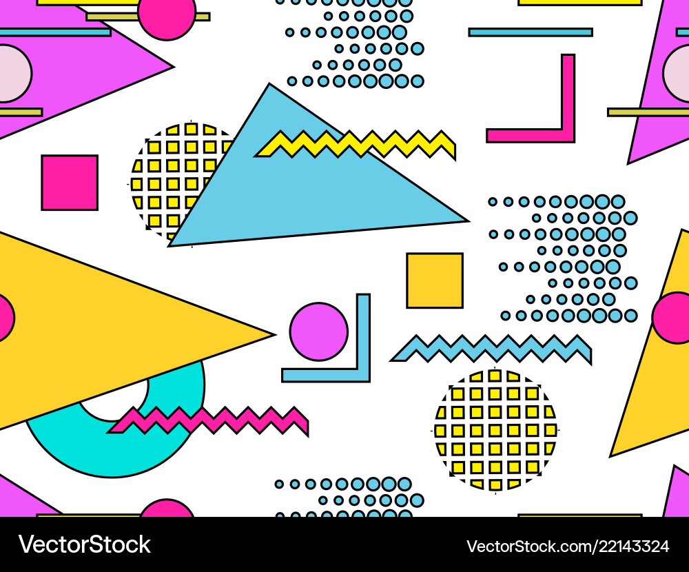Memphis seamless pattern geometric objects Vector Image