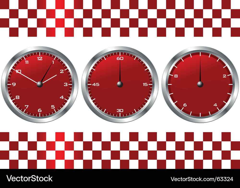 Red Chronographs with Checkered Flags Vector Image