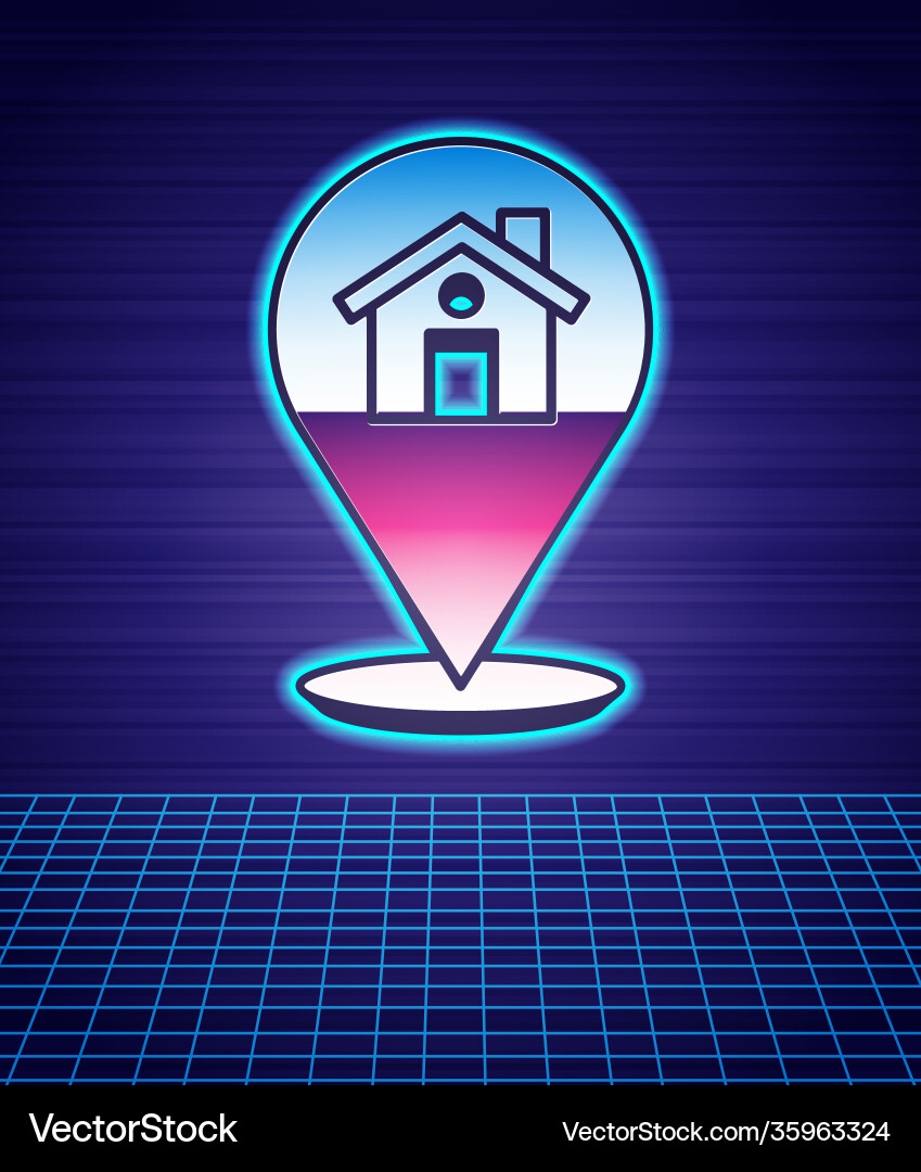 Retro style map pointer with house icon isolated Vector Image