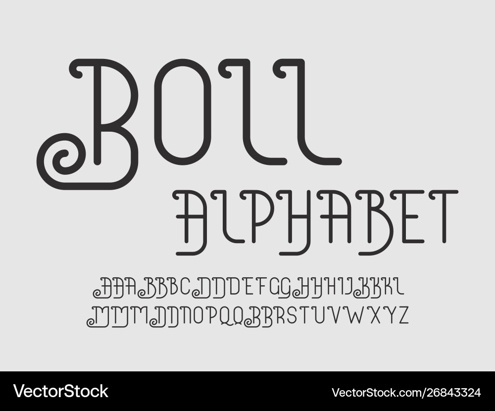 Roll Alphabet Font - Rounded Letterforms vector image