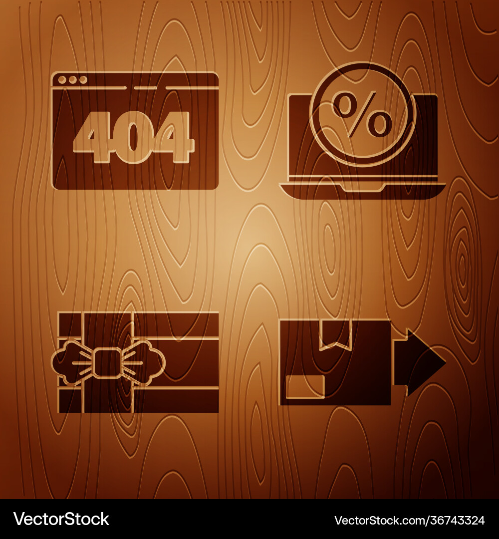 Set carton cardboard box page with a 404 error Set carton cardboard box page with a 404 error vector image